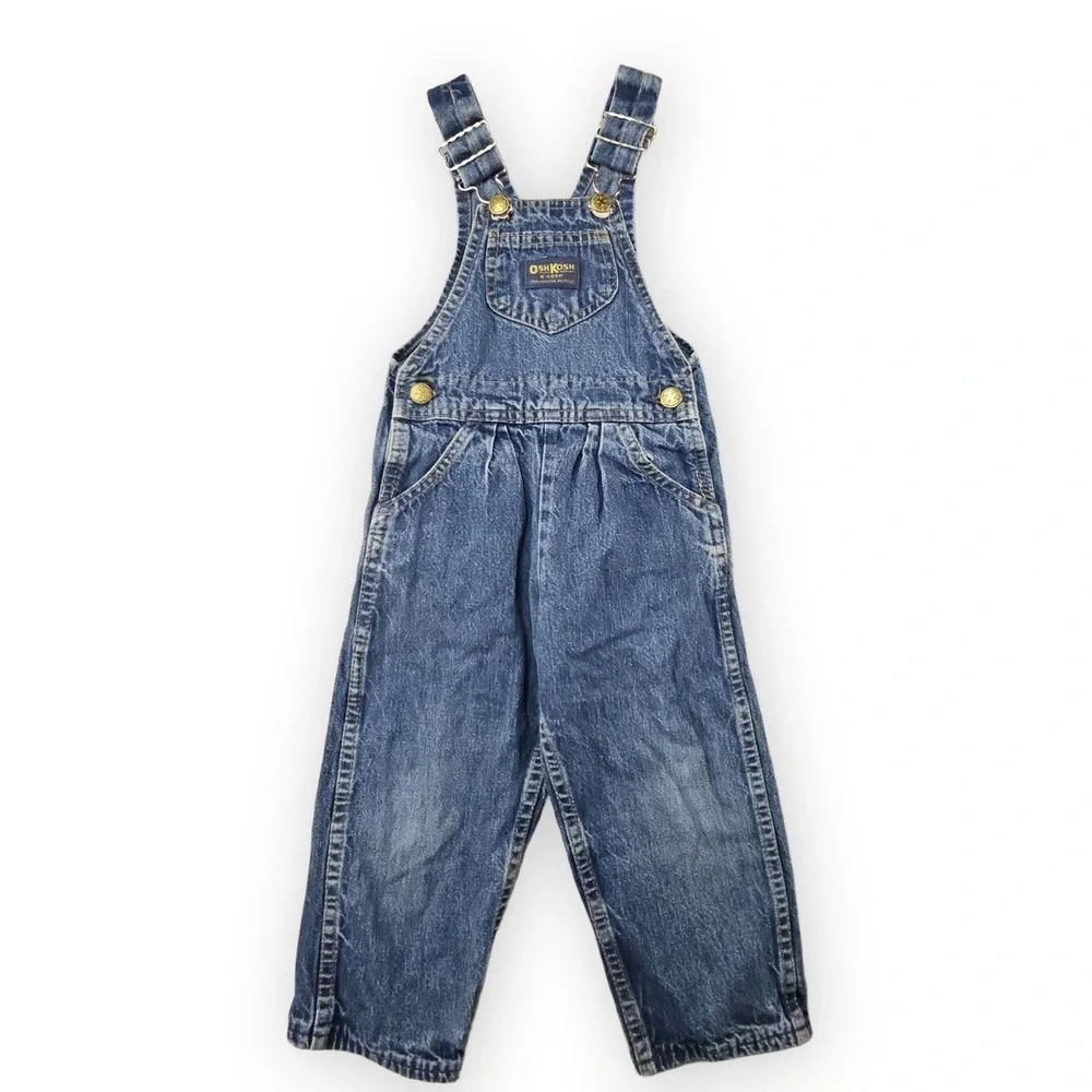 VTG OshKosh Bgosh Vestbak Denim Overalls 3T Blue Made in USA 80s 90s Bibs
